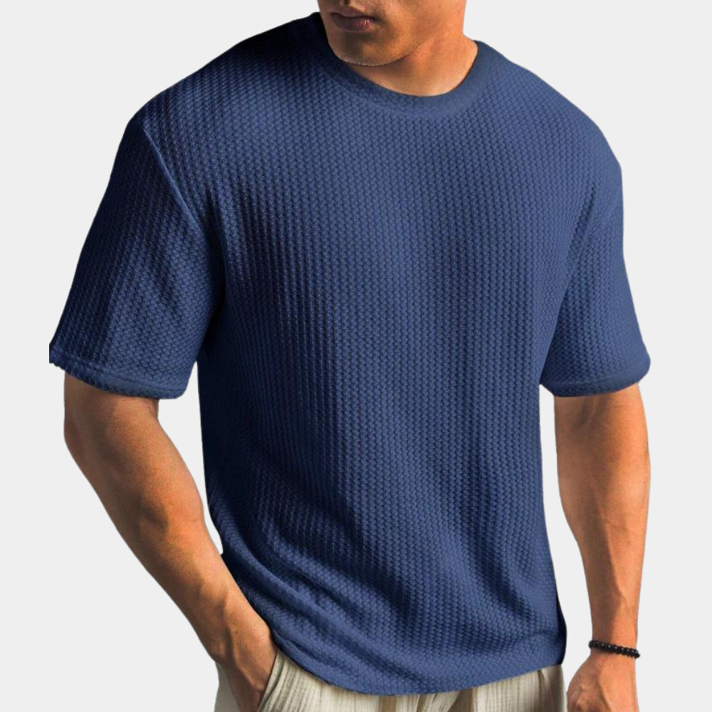 Herren Freizeitshirt – Weicher Waffelstrick – Relaxed Fit – Kurzarm – Rundhals