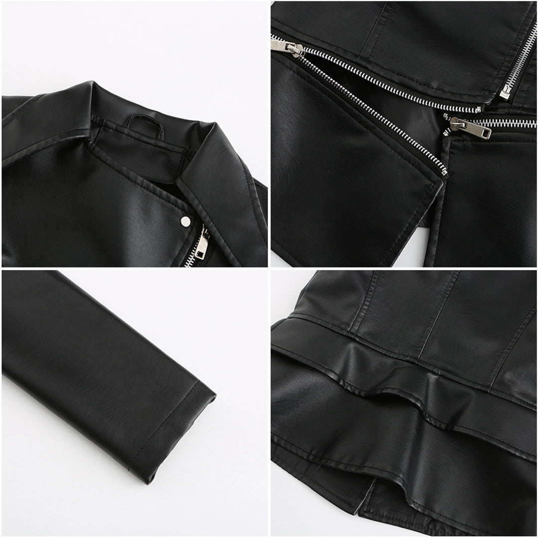 Damen Bikerjacke – Taillierter Schnitt – Asymmetrischer Reißverschluss – Elegant Modern