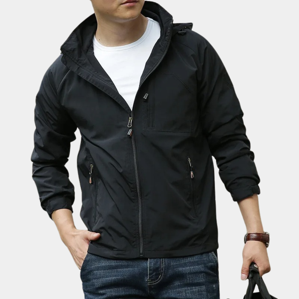 Herren Jacke – Slim Fit – Wasserabweisend – Atmungsaktives Gewebe – Stehkragen