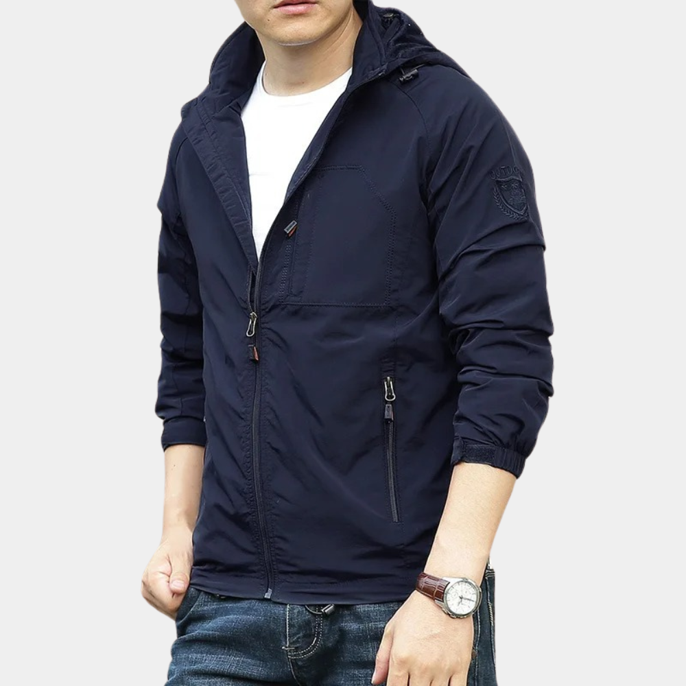 Herren Jacke – Slim Fit – Wasserabweisend – Atmungsaktives Gewebe – Stehkragen