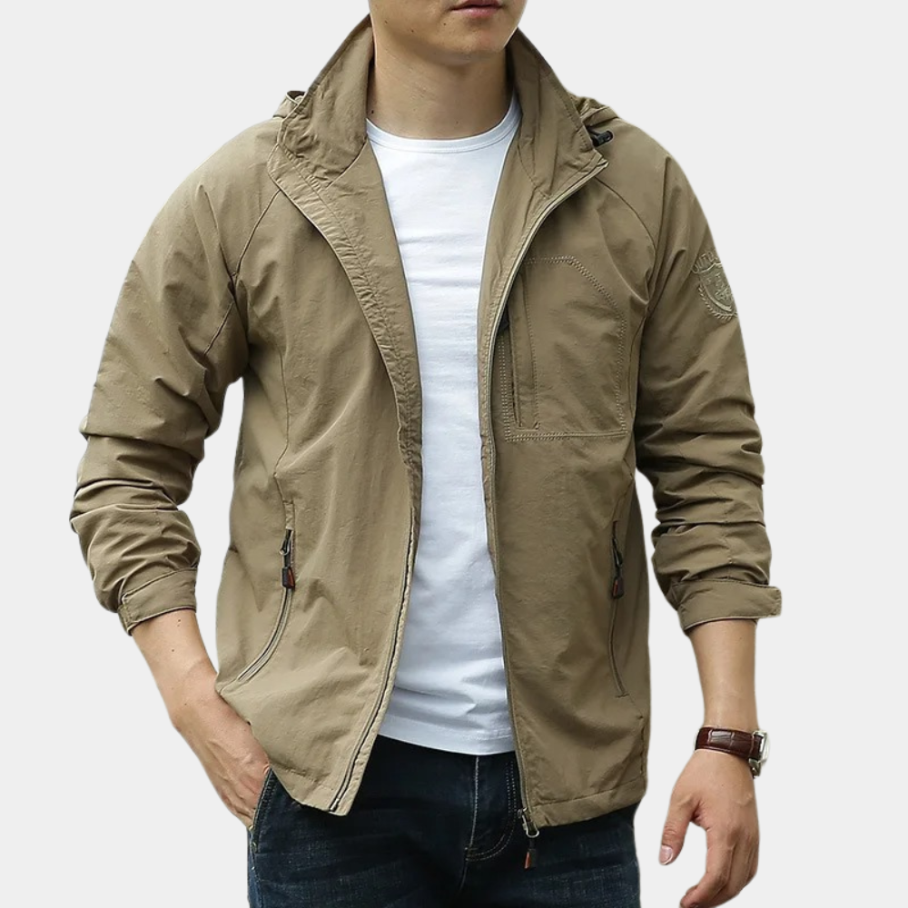 Herren Jacke – Slim Fit – Wasserabweisend – Atmungsaktives Gewebe – Stehkragen