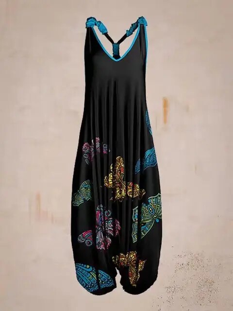 Damen Jumpsuit – Harem Style – Boho Print – Halterneck – Lockere Passform – Lang