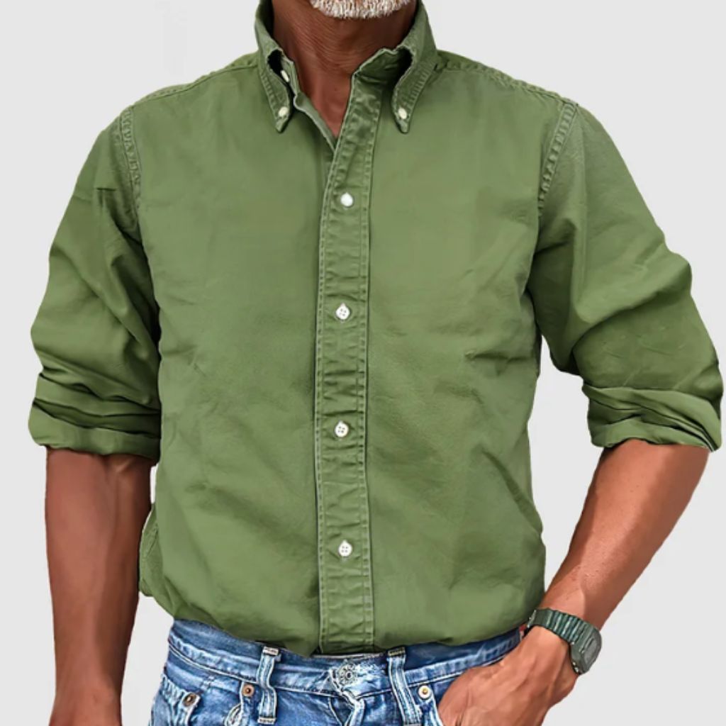 Herren Langarmhemd – Regular Fit – Button-Down Kragen – Atmungsaktives Gewebe