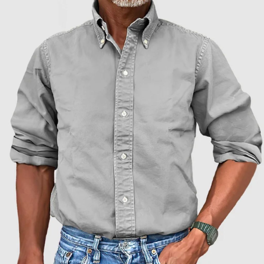 Herren Langarmhemd – Regular Fit – Button-Down Kragen – Atmungsaktives Gewebe