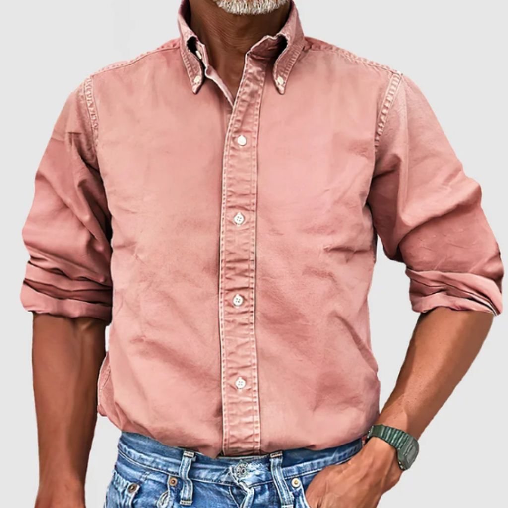 Herren Langarmhemd – Regular Fit – Button-Down Kragen – Atmungsaktives Gewebe