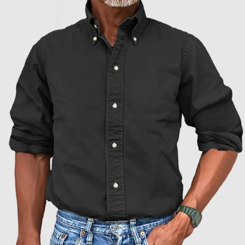 Herren Langarmhemd – Regular Fit – Button-Down Kragen – Atmungsaktives Gewebe