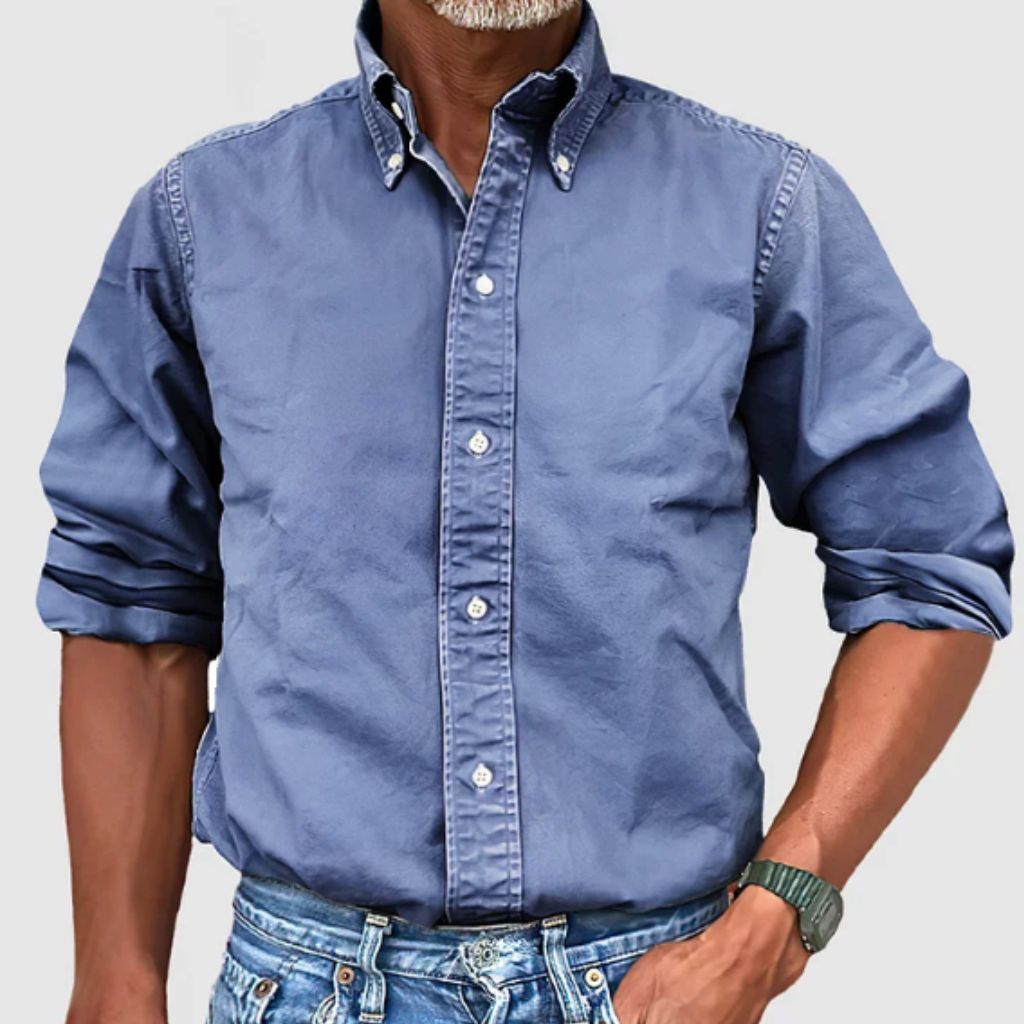 Herren Langarmhemd – Regular Fit – Button-Down Kragen – Atmungsaktives Gewebe