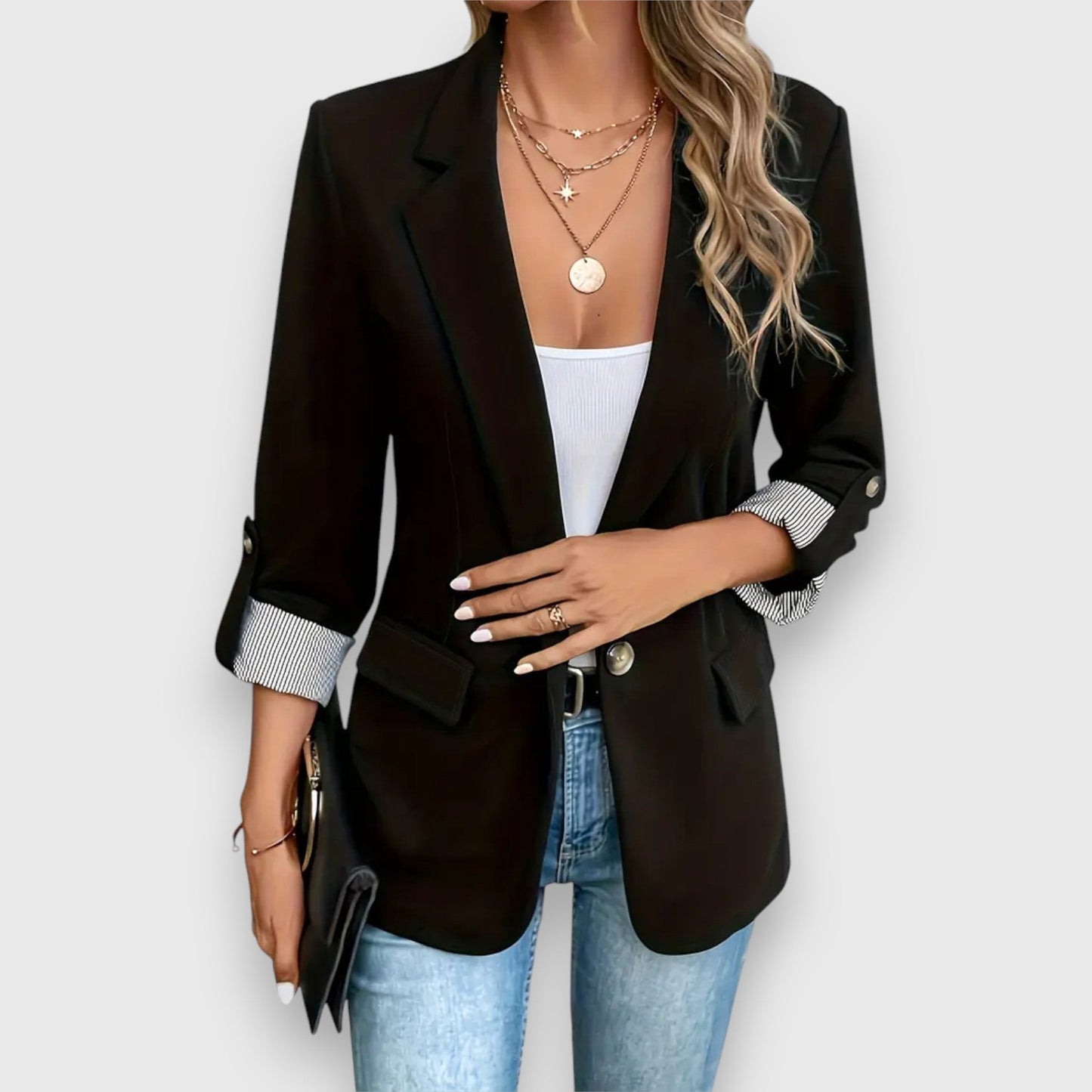 Damen Blazer – Taillierter Schnitt – Atmungsaktives Mischgewebe – Einreiher Design
