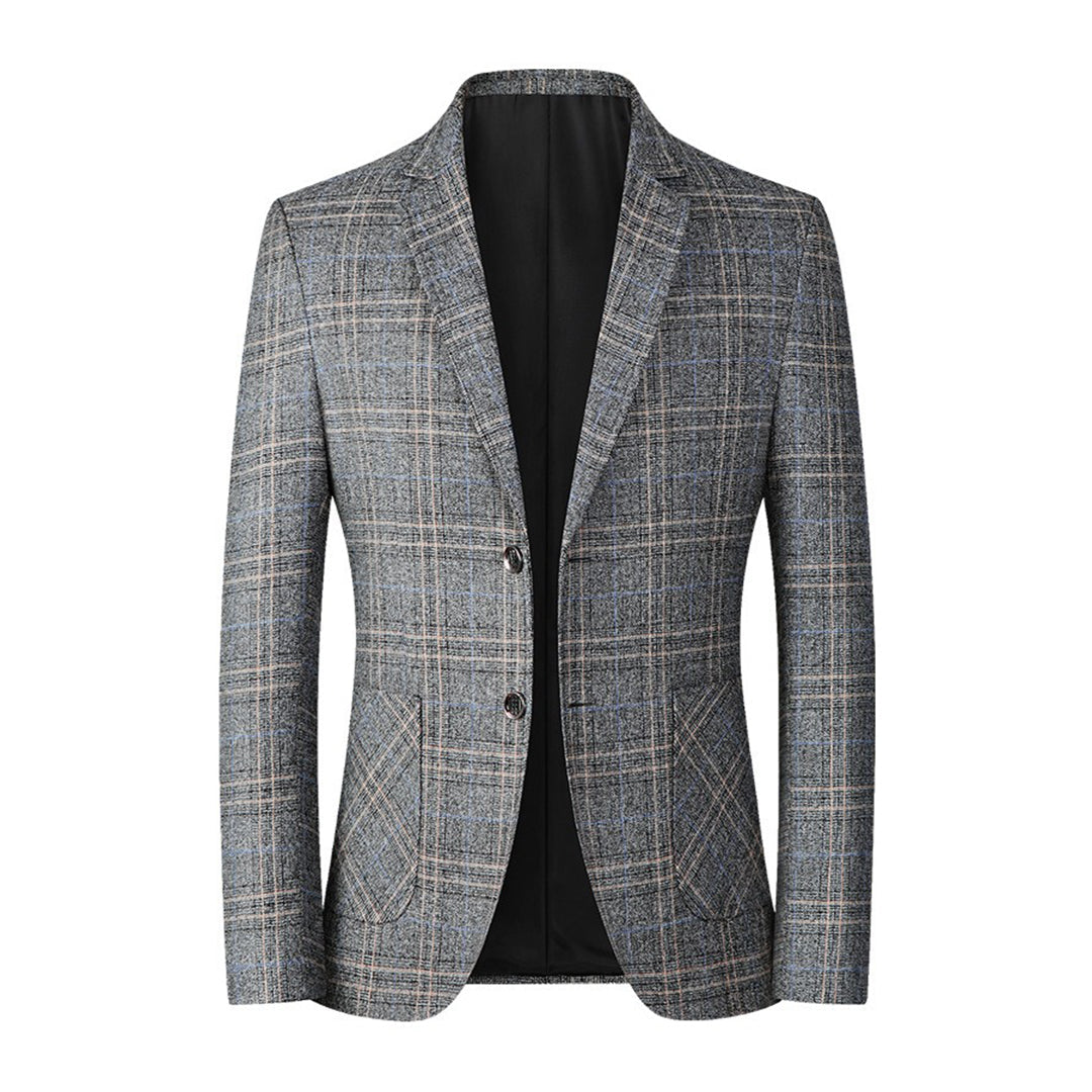 Herren Blazer – Tailored Fit – Atmungsaktives Gewebe – Zwei-Knopf – Karo Muster