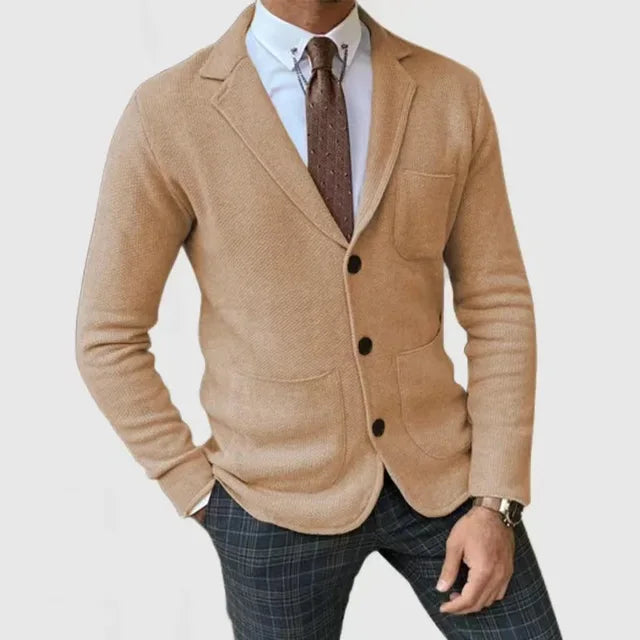 Herren Blazer – Taillierter Schnitt – Soft Knit – Einreihig – Klassisches Revers