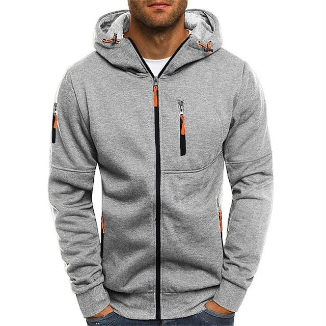 Herren Kapuzenpullover – Atmungsaktives Gewebe – Taillierte Passform – Reißverschluss – Utility-Taschen
