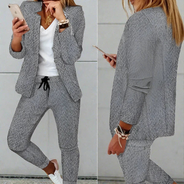 Damen Anzug Set – Taillierte Passform – Atmungsaktives Gewebe – Karo Design