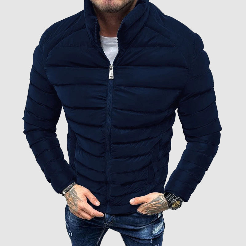Herren Pufferjacke – Fitted Schnitt – Stehkragen – Zipper – Gestepptes Design
