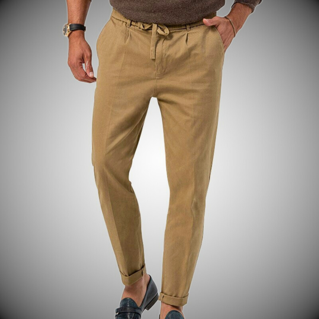 Herren Anzughose – Slim Fit – Atmungsaktives Gewebe – Hoher Bund mit Schnürung