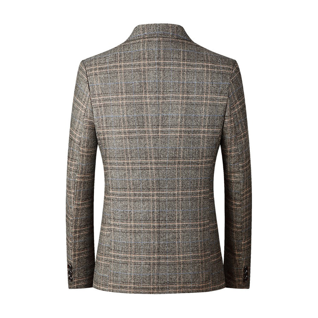 Herren Blazer – Tailored Fit – Atmungsaktives Gewebe – Zwei-Knopf – Karo Muster