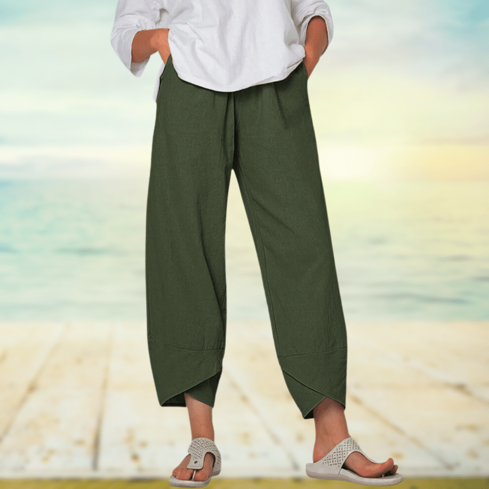Damen Weithose – Lockerer Schnitt – Atmungsaktives Gewebe – Knöchellang Elegant