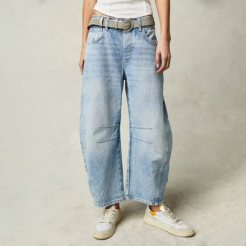 Damen Jeans – Weites Bein – Mid Rise – Baumwollmischung – Lässiger Schnitt