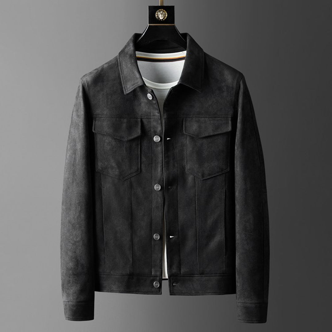 Herren Jacke – Strukturierte Passform – Luxusstoff – Knopfverschluss – Smart Casual