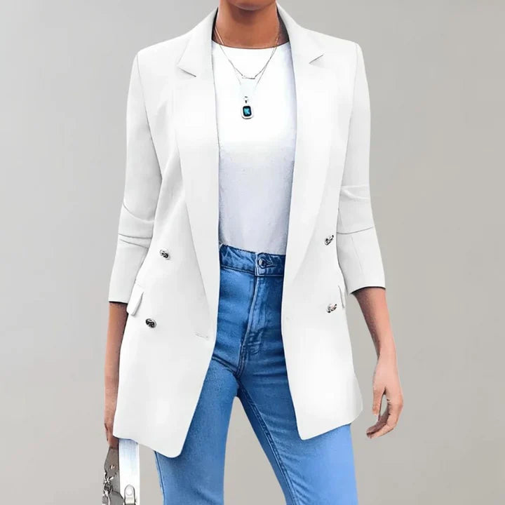 Damen Blazer – Taillierter Schnitt – Doppelreihig – 3/4 Arm – Atmungsaktives Material