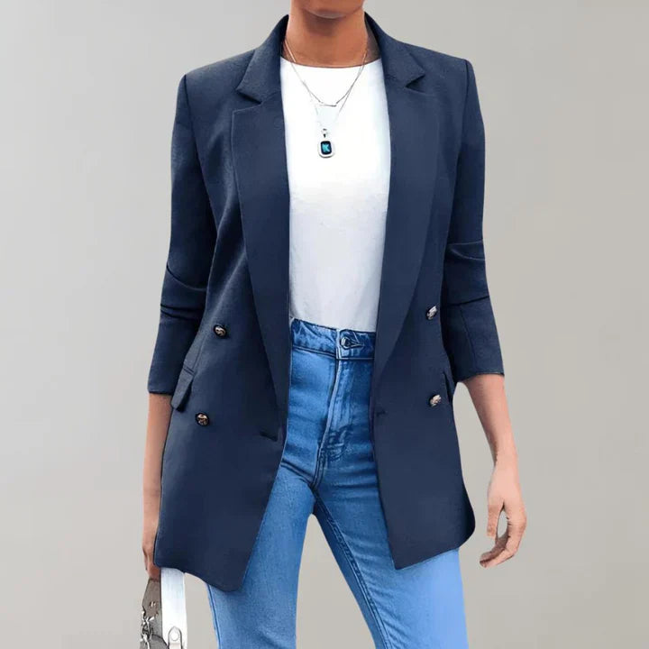 Damen Blazer – Taillierter Schnitt – Doppelreihig – 3/4 Arm – Atmungsaktives Material