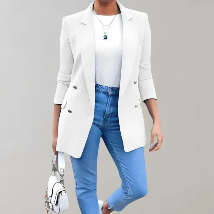 Damen Blazer – Taillierter Schnitt – Doppelreihig – 3/4 Arm – Atmungsaktives Material