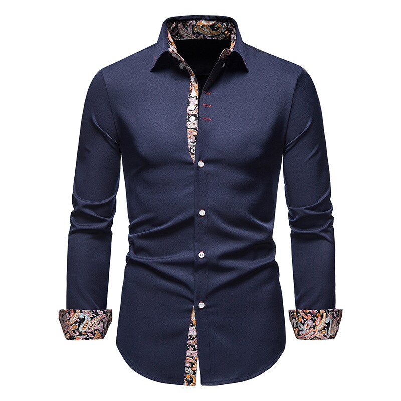 Herrenhemd – Slim Fit – Atmungsaktives Mischgewebe – Paisley-Kragen und Manschetten