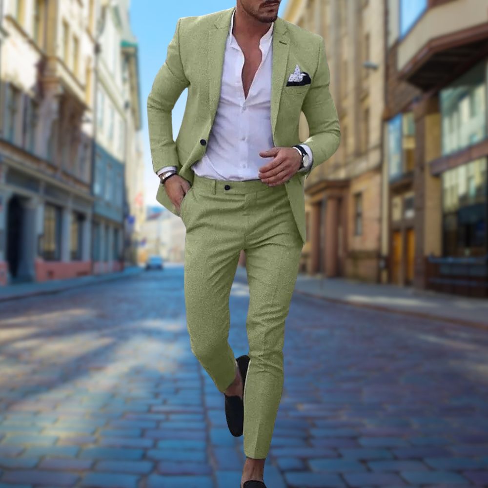 Herren Anzug – Slim Fit – Atmungsaktives Gewebe – Einreiher mit Notch-Revers