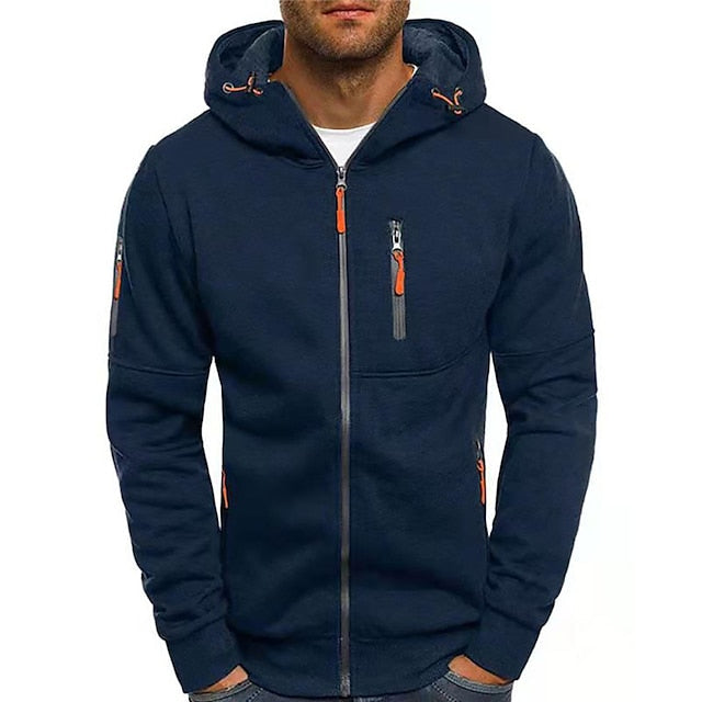 Herren Kapuzenpullover – Atmungsaktives Gewebe – Taillierte Passform – Reißverschluss – Utility-Taschen