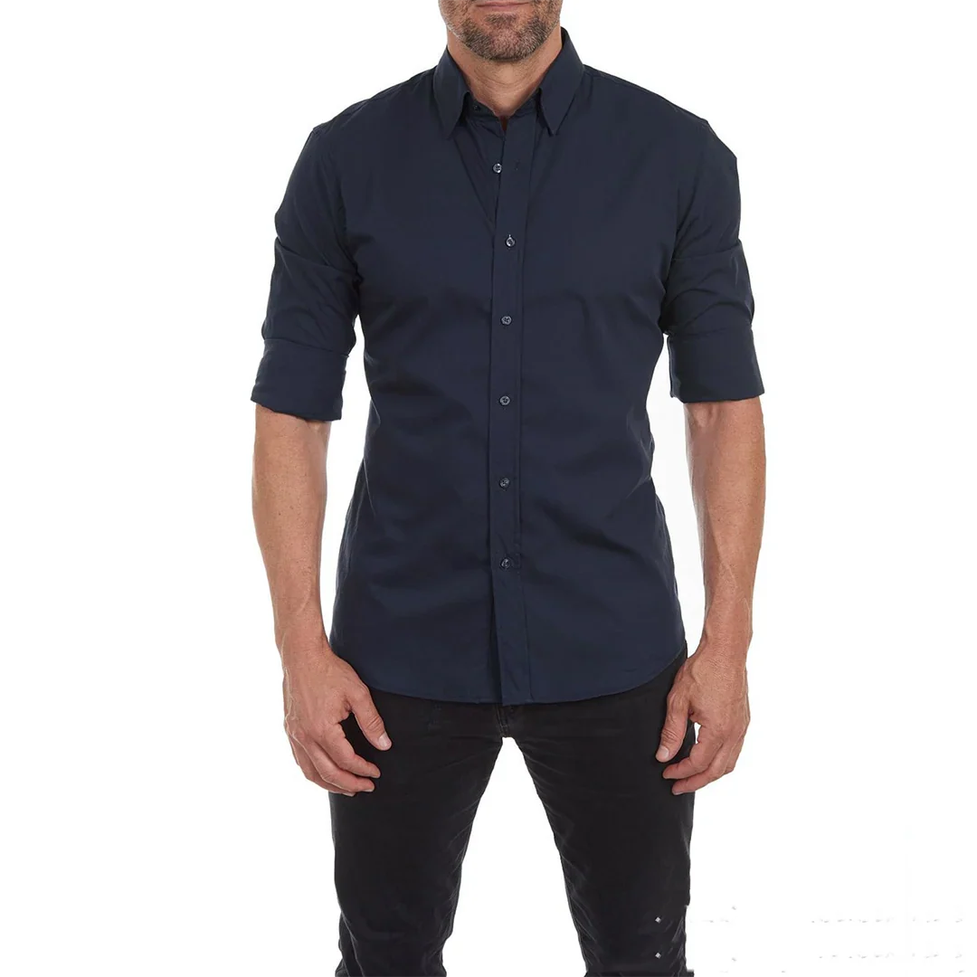 Herren Formalhemd – Slim Fit – Atmungsaktives Gewebe – Button-Down-Kragen – Umschlagärmel