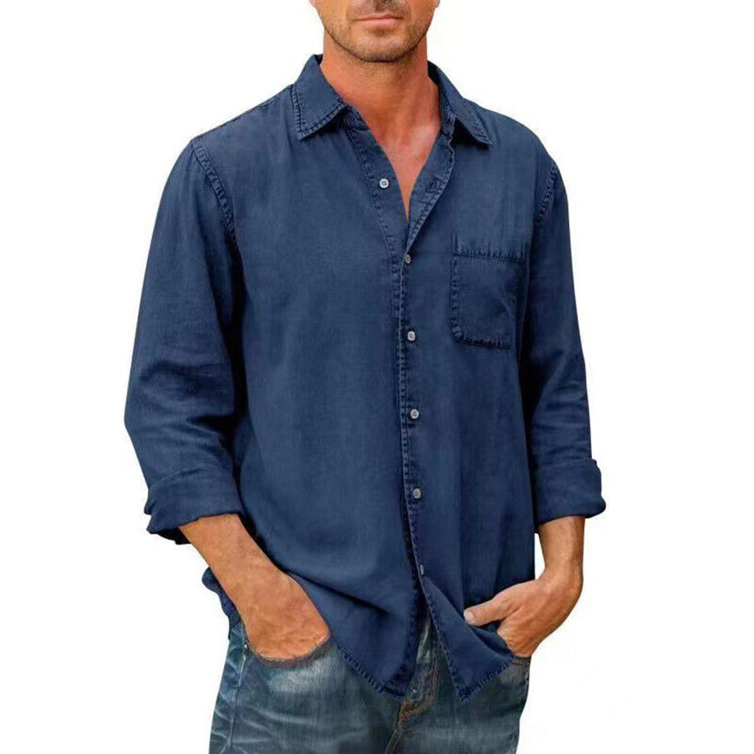 Herren Freizeithemd – Relaxed Fit – Atmungsaktives Mischgewebe – Brusttasche – Knopfleiste