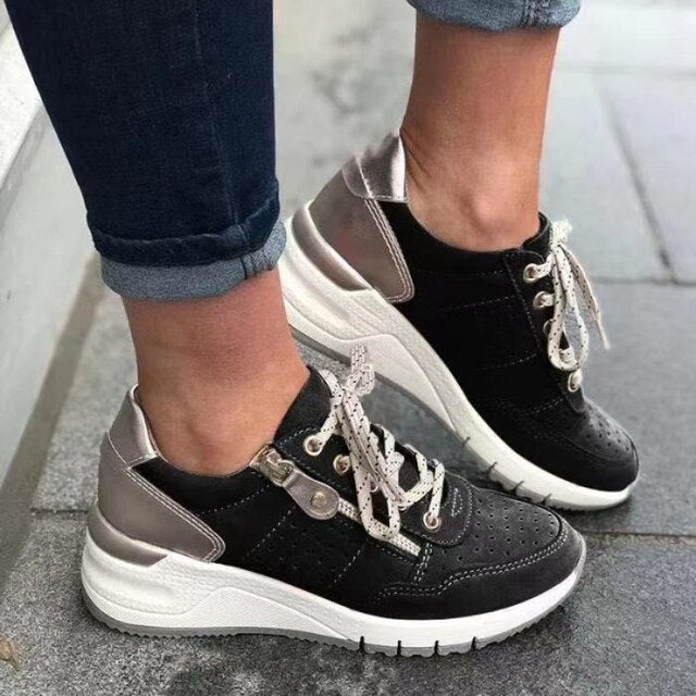 Damen Wedge-Sneaker – Atmungsaktives Material – Orthopädischer Komfort – Knöchelhoch