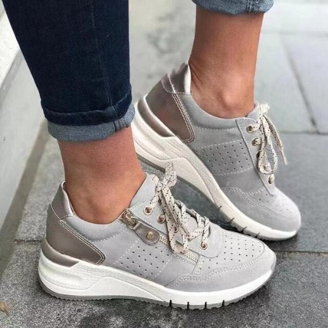 Damen Wedge-Sneaker – Atmungsaktives Material – Orthopädischer Komfort – Knöchelhoch
