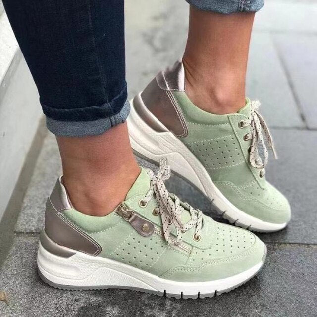 Damen Wedge-Sneaker – Atmungsaktives Material – Orthopädischer Komfort – Knöchelhoch