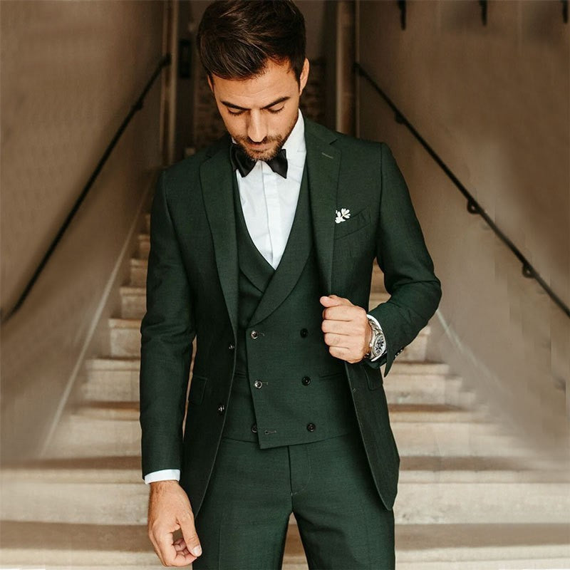 Herren Anzug 3-teilig – Slim Fit – Luxusstoff – Weste Doppelreiher – Formal Look