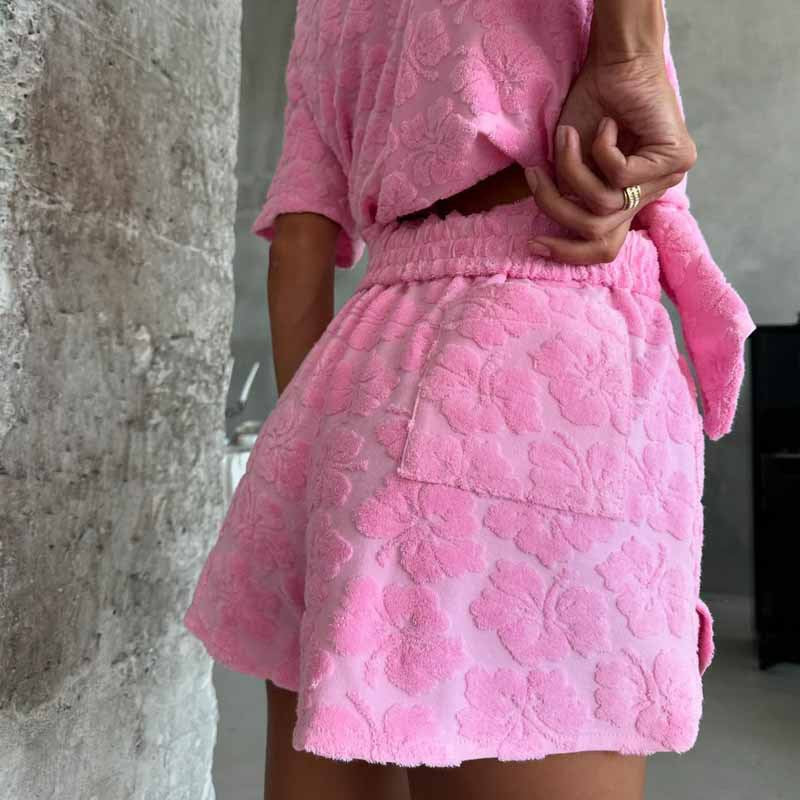 Damen Pyjama Set – Relaxed Fit – Soft Knit – Kurzarm Hemd & Elastikshorts