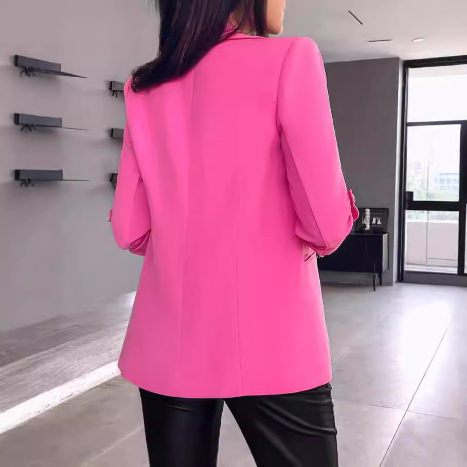 Damen Blazer – Slim Fit – Strukturierte Silhouette – Modernes Revers – Gerollte Ärmel