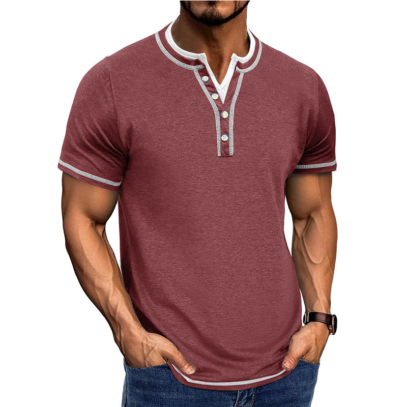Herren Henley Shirt – Bequeme Passform – Atmungsaktive Baumwolle – Kurzarm – Knopfleiste
