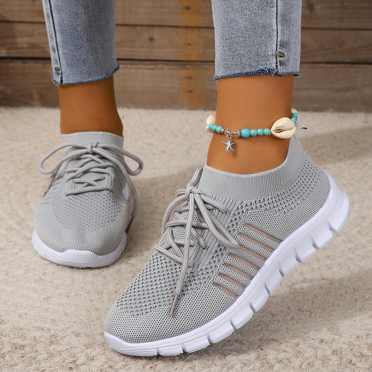 Damen Sneakers – Atmungsaktiv Leicht – Flexibler Halt – Bequeme Schnürung