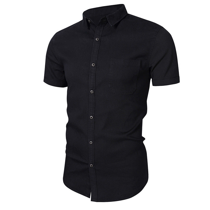 Herren Kurzarmhemd – Slim Fit – Atmungsaktive Baumwolle – Brusttasche – Knopfleiste