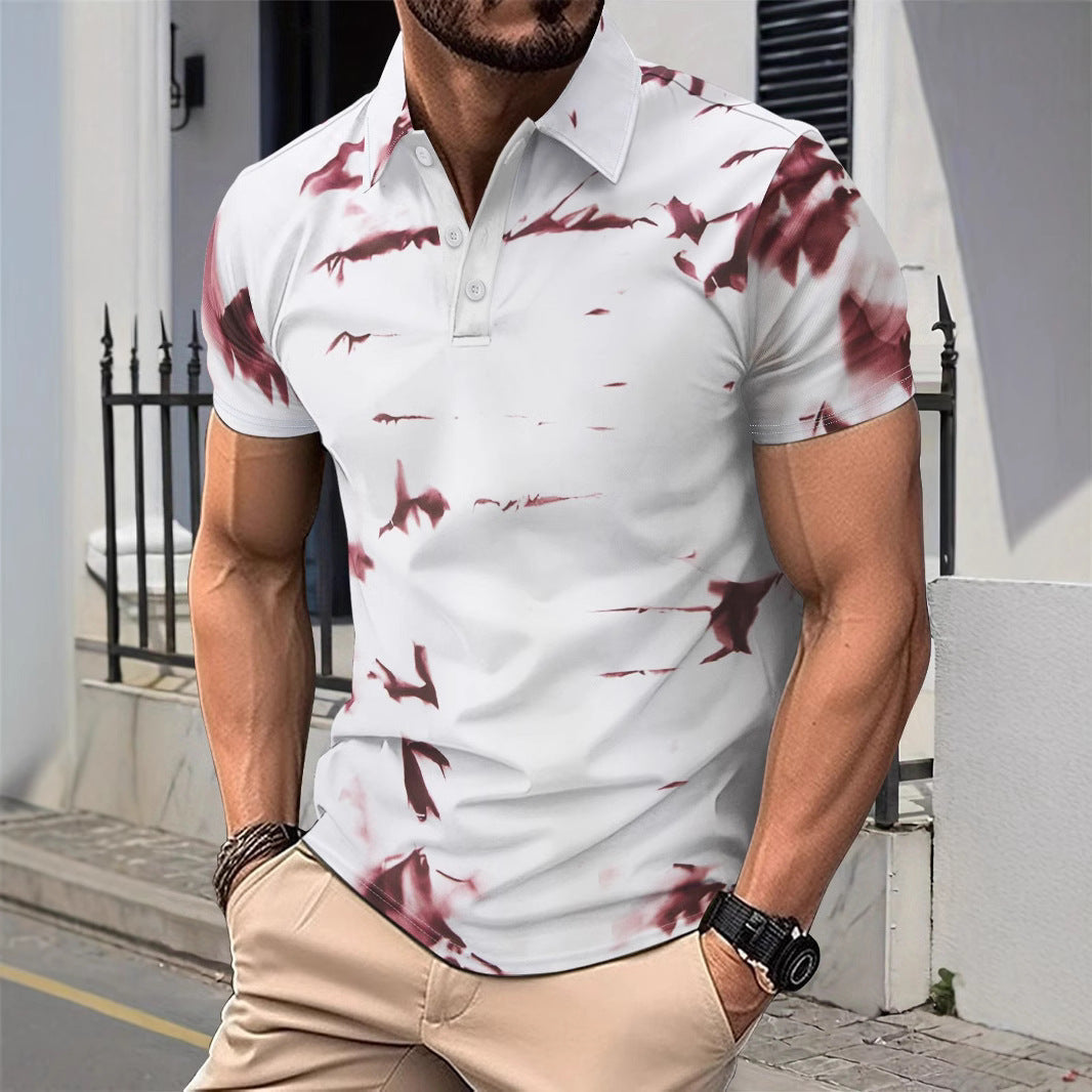 Herren Poloshirt – Slim Fit – Atmungsaktiv – Abstraktes Muster – Kurzarm