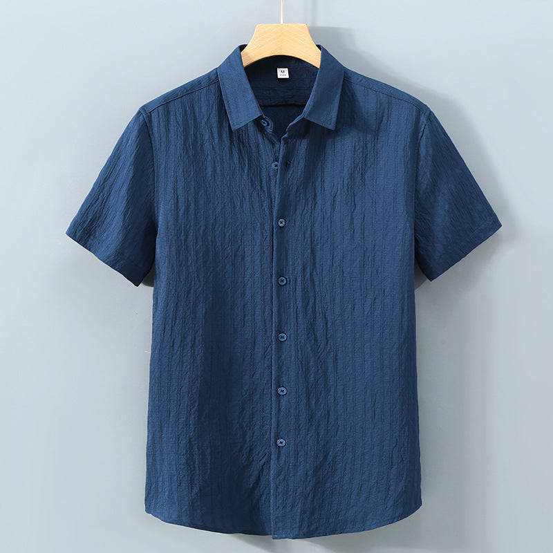 Herren Freizeithemd – Relaxed Fit – Atmungsaktive Mischung – Kurzarm – Strukturstoff