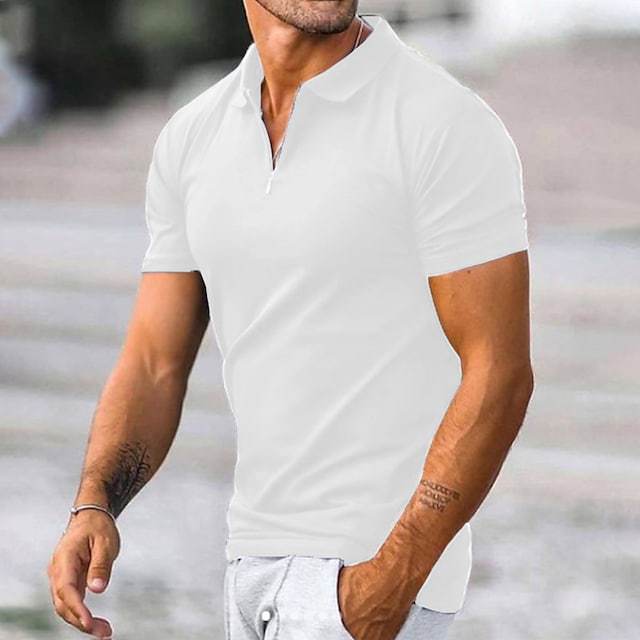 Herren Poloshirt – Slim Fit – Reißverschluss – Kurzarm – Atmungsaktives Material