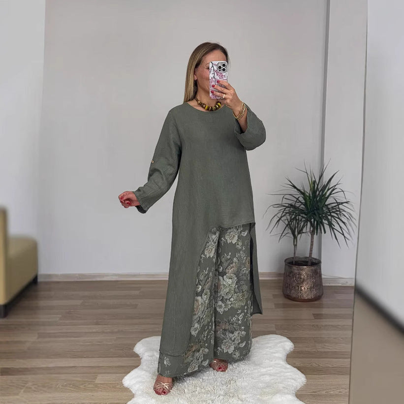 Women’s Tunic Top Set – Relaxed Fit – Natural Fibers – Long Sleeve – High-Low Hem