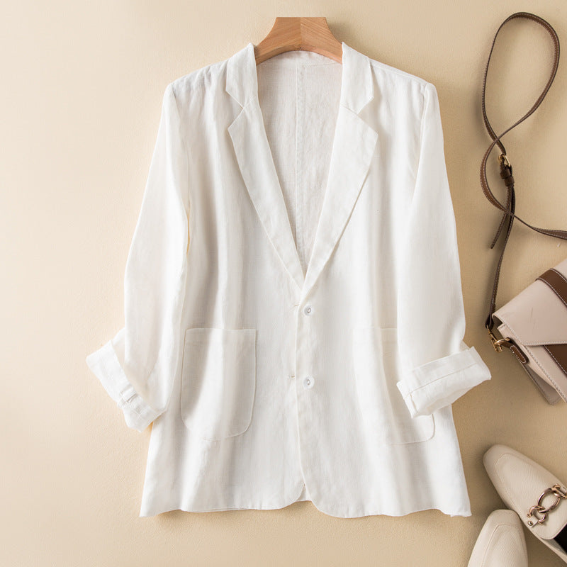 Damen Freizeitjacke – Relaxed Fit – Natürliche Fasern – Mid-Länge mit Reverskragen