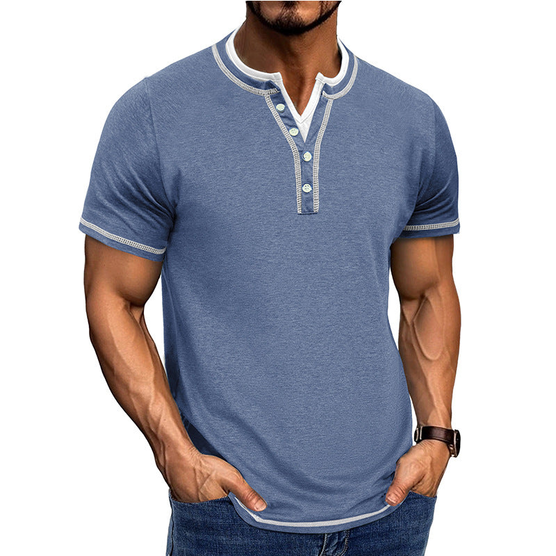 Herren Henley Shirt – Bequeme Passform – Atmungsaktive Baumwolle – Kurzarm – Knopfleiste