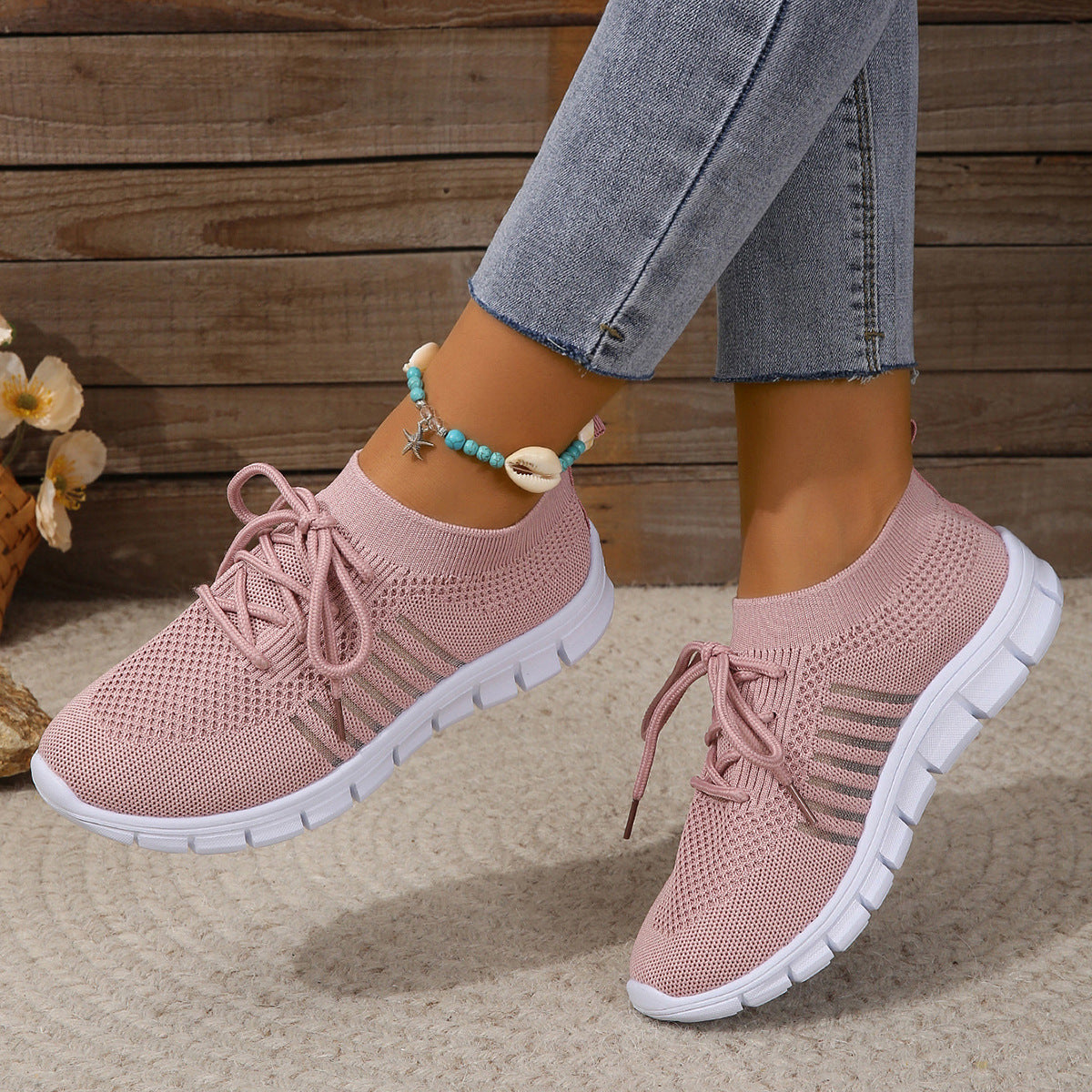 Damen Sneakers – Atmungsaktiv Leicht – Flexibler Halt – Bequeme Schnürung