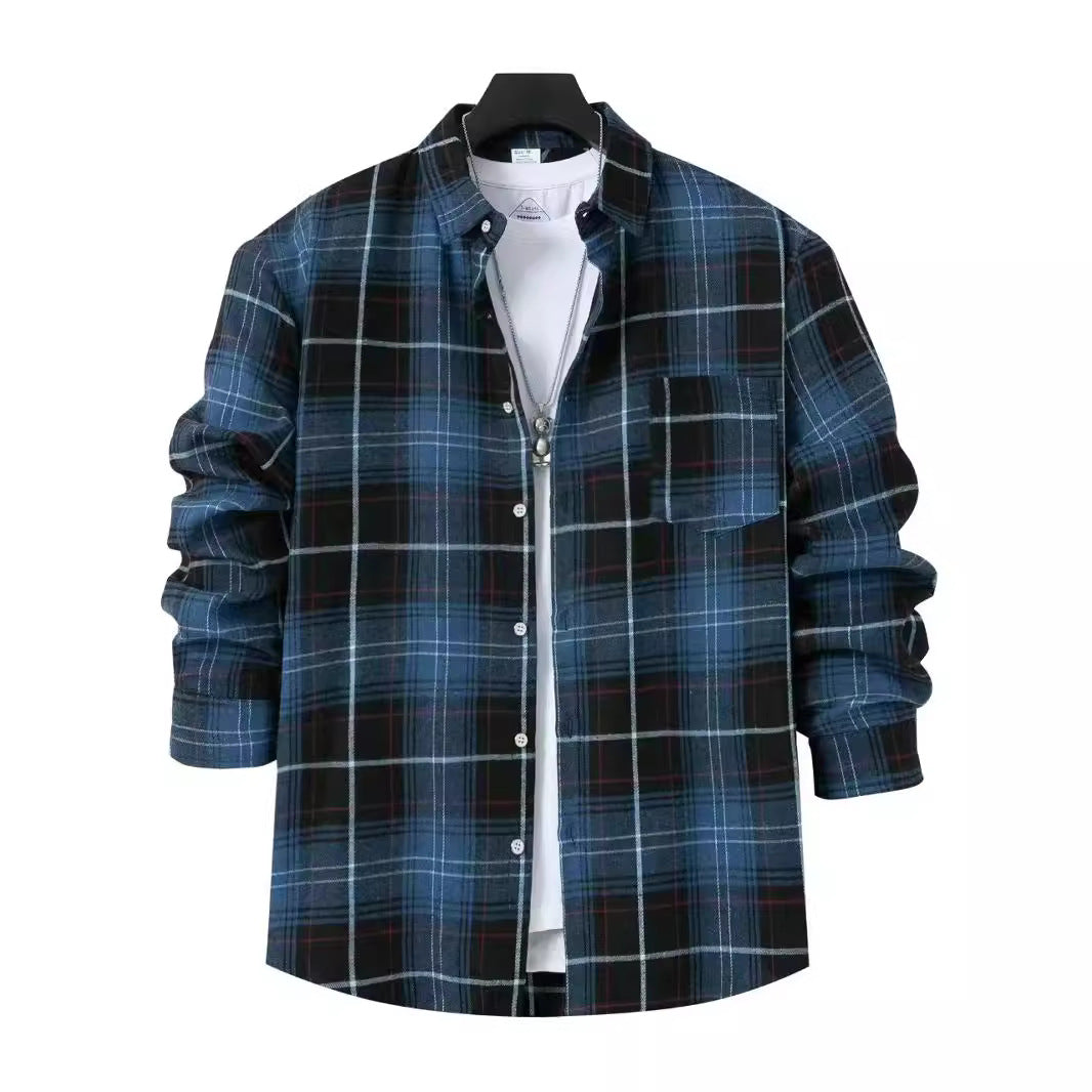 Herren Freizeithemd – Oversized Fit – Karomuster – Langarm mit Brusttasche