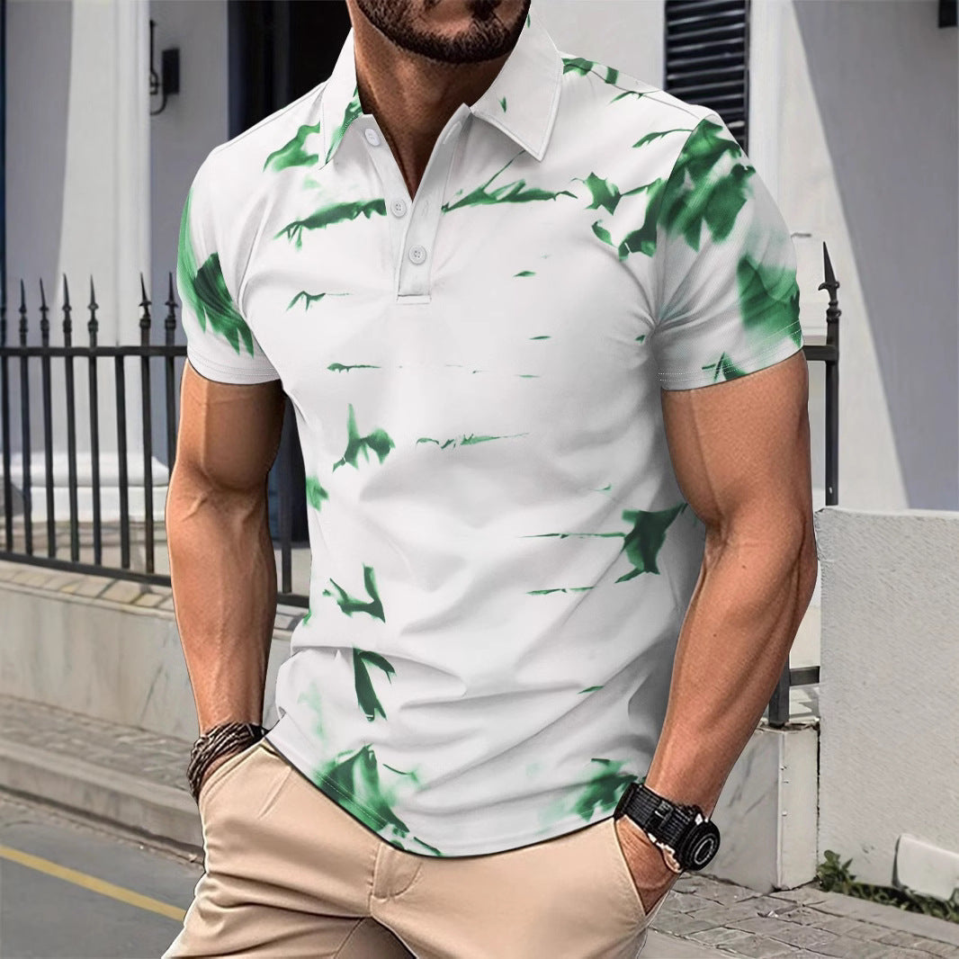 Herren Poloshirt – Slim Fit – Atmungsaktiv – Abstraktes Muster – Kurzarm