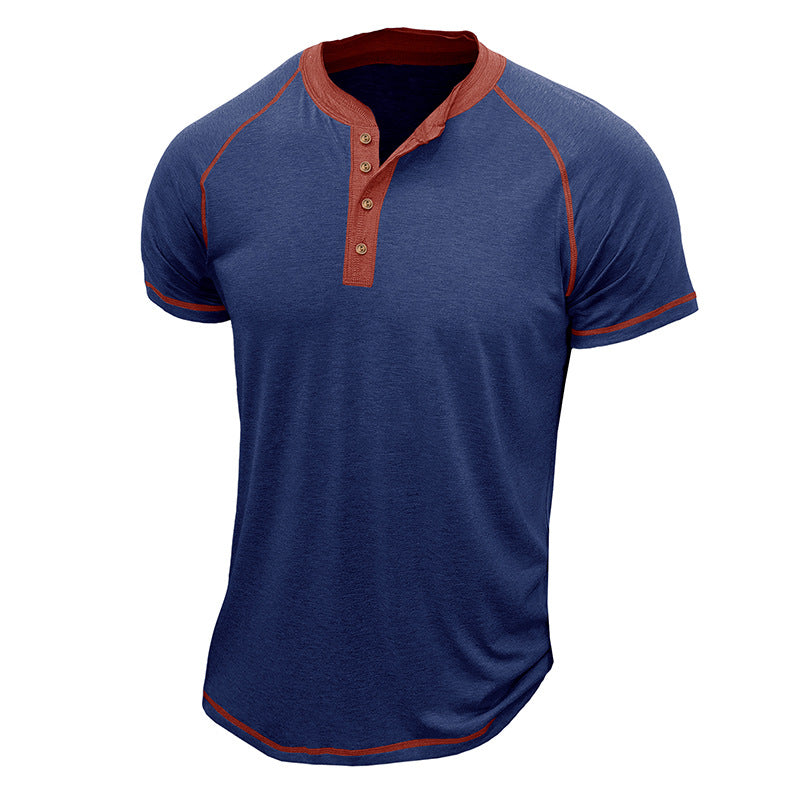 Herren Henley Shirt – Regular Fit – Kurzarm – Cottonmix – Kontrastdetails