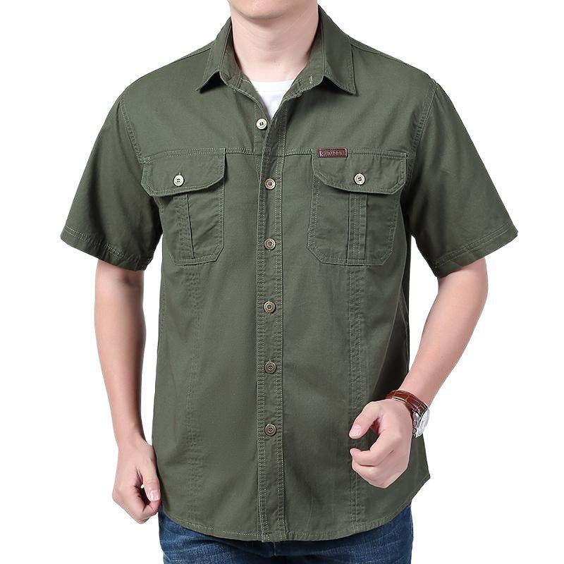 Herren Arbeitshemd Kurzarm – Relaxed Fit – Atmungsaktives Mischgewebe – Knopfleiste